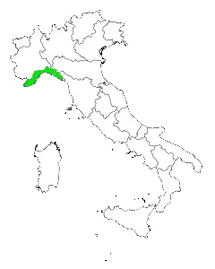 Map of Italy Highlighting Liguria 