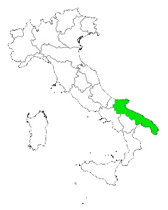 Map of Italy highlighting Apulia