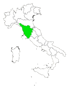 Map of Italy Highlighting Tuscany
