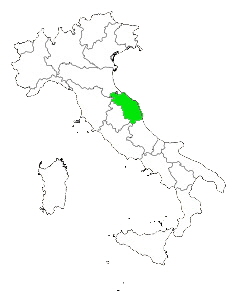 Map of Italy Highlighting Marche