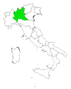 Map of Italy Highlighting Lombardy 