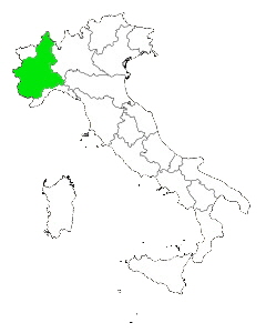 Map of Italy Highlighting Piedmont 