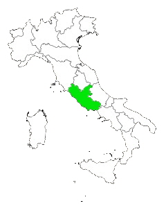 Map of Italy Highlighting Lazio 