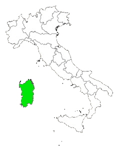 Map of Italy Highlighting Sardinia 