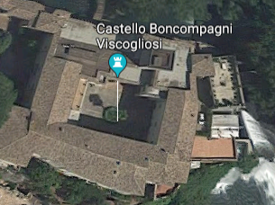 Google birds eye view of waterfall in Isola Del Liri